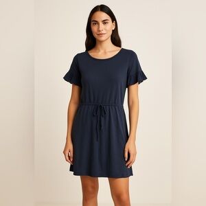 Velvet by Graham & Spencer Navy Flutter Sleeve Dress Size S